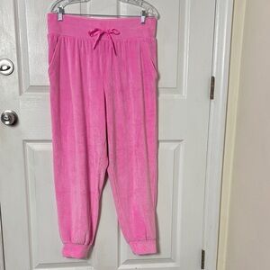 Victoria's Secret Velvet Sweatpants Pink Velour Joggers Size Large